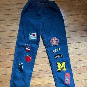 Jean leggings with New York USA patch
